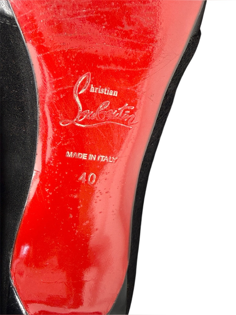 Christian Louboutin Gaetanina Black Leather Suede Almond Toe Ankle Boots Size 40 - Picture 10 of 10
